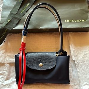 Longchamp Le Pliage Tres Paris SPECIAL EDITION Large Shopping Nylon Tote Blue.